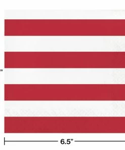 Creative Converting Dots & Stripes Classic Red Napkins, 16 Ct Themed Tableware