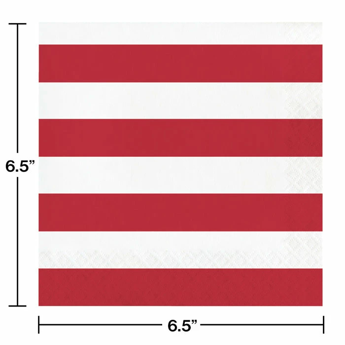 Creative Converting Dots & Stripes Classic Red Napkins, 16 Ct Themed Tableware