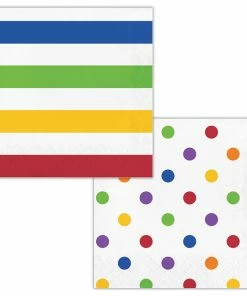 Creative Converting Themed Tableware Dots & Stripes Napkins, 16 Ct