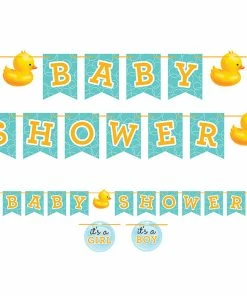 Creative Converting Baby Showers Rubber Duck Bubble Bath Ribbon Banner