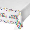 Creative Converting Rainbow Foil Plastic Tablecover Border Print, 54" X 102"
