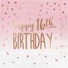 Creative Converting Rose' All Day Luncheon Napkin, 16th Bday, Foil Stamp, 16 Ct