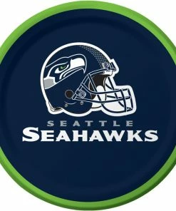 Creative Converting NFL And Football Party Supplies Seattle Seahawks Dessert Plates, 8 Ct