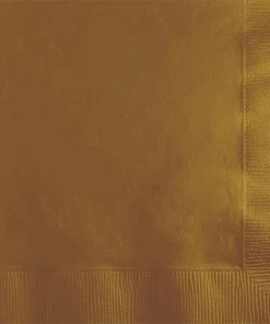 Creative Converting Glittering Gold Beverage Napkin 2Ply, 50 Ct Solid Color Tableware