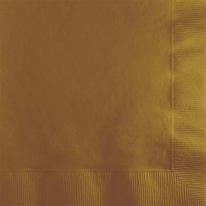 Creative Converting Glittering Gold Beverage Napkin 2Ply, 50 Ct Solid Color Tableware