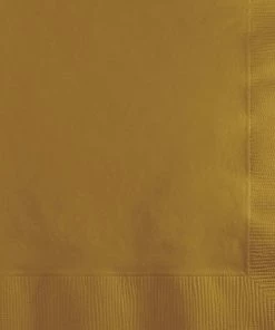 Creative Converting Solid Color Tableware Glittering Gold Beverage Napkin 2Ply, 200 Ct
