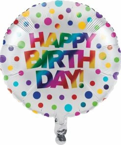 Creative Converting Kids Birthday Party Themes Rainbow Foil Bday Metallic Balloon, 18", Rainbow Foil Birthday