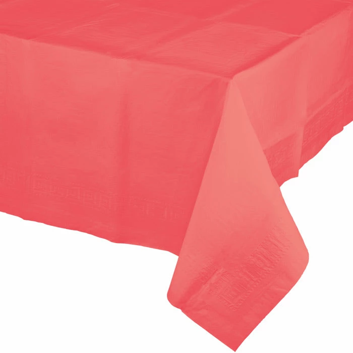Creative Converting Coral Tablecover 54"X 108" Polylined Tissue Solid Color Tableware