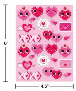 Creative Converting Valentine's Day Party Decorations Valentines Emoji Hearts Stickers (Case Pack Of 48)