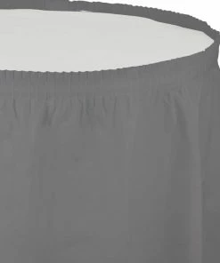 Creative Converting Solid Color Tableware Glamour Gray Plastic Tableskirt 14' X 29" (6/Case)