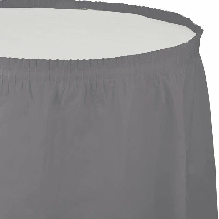 Creative Converting Solid Color Tableware Glamour Gray Plastic Tableskirt 14' X 29" (6/Case)