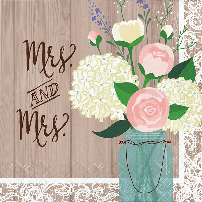 Creative Converting Rustic Wedding Mrs. & Mrs. Luncheon Napkins 192 Ct Bridal And Wedding