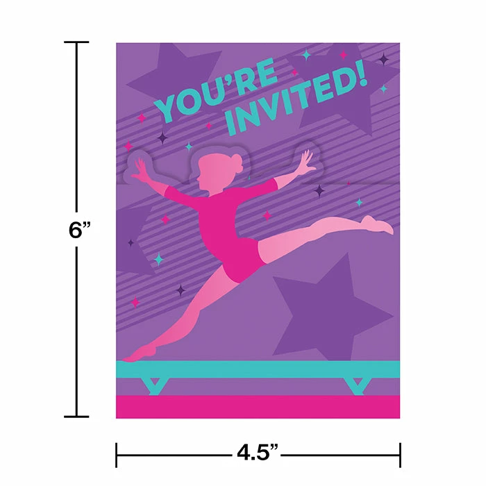 Creative Converting Gymnastics Party Invitations 48 Ct