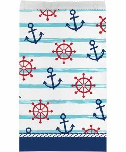 Creative Converting Baby Showers Nautical Baby Shower Paper Treat Bags 96 Ct