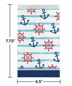 Creative Converting Baby Showers Nautical Baby Shower Paper Treat Bags 96 Ct