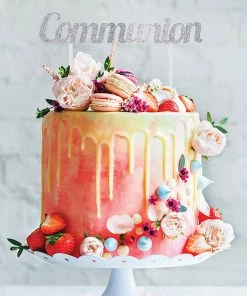 Creative Converting Religious Ceremony Decorations Silver Communion Cake Topper (12/Case)