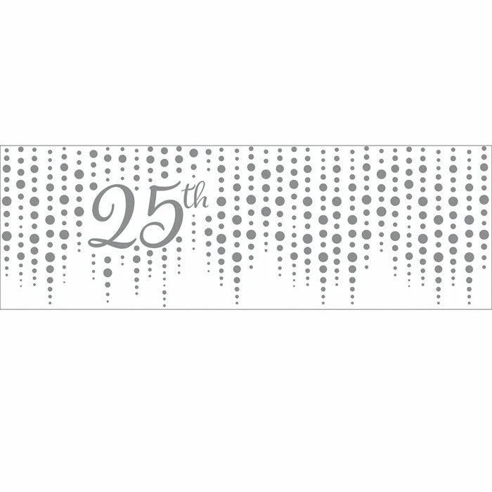 Creative Converting Anniversary Decorations Sparkle And Shine 25th Silver Giant Party Banner (6/Case)