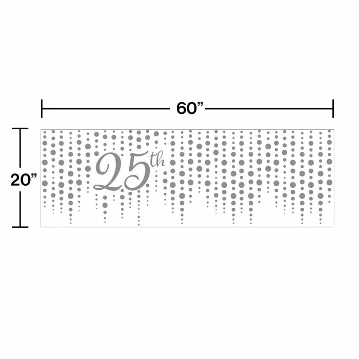 Creative Converting Anniversary Decorations Sparkle And Shine 25th Silver Giant Party Banner (6/Case)