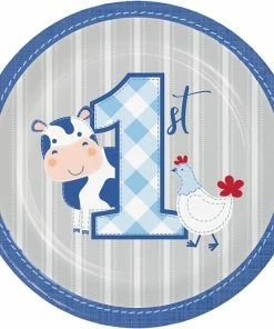 Creative Converting Farmhouse Birthday Paper Blue Dessert Plates (96/Case)