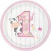 Creative Converting Farmhouse Birthday Paper Pink Dessert Plates (96/Case)
