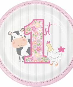 Creative Converting Farmhouse Birthday Paper Pink Dessert Plates (96/Case)