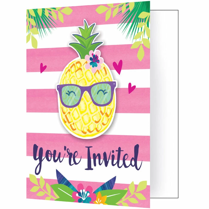 Creative Converting Kids Birthday Party Themes Pineapple N Friends Invitation Pscd (Case Pack Of 48)