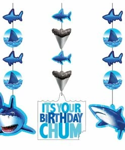 Creative Converting Shark Splash Hanging Cutouts (18/case) Kids Birthday Party Themes