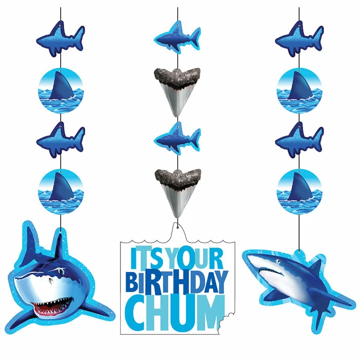Creative Converting Shark Splash Hanging Cutouts (18/case) Kids Birthday Party Themes