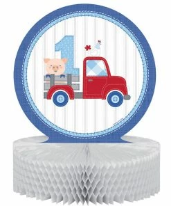 Creative Converting Farmhouse Birthday Blue Honeycomb Centerpiece (6/Case)