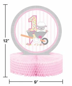 Creative Converting Farmhouse Birthday Pink Honeycomb Centerpiece (6/Case)