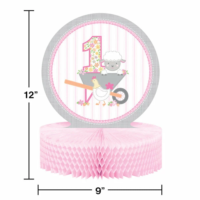 Creative Converting Farmhouse Birthday Pink Honeycomb Centerpiece (6/Case)