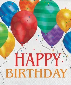 Creative Converting Adult Birthday Party Themes Balloon Blast Lunch Napkins, Happy Birthday (192/case)