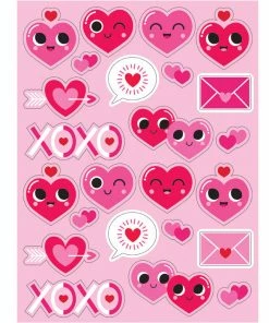 Creative Converting Valentine's Day Party Decorations Valentines Emoji Hearts Stickers (Case Pack Of 48)