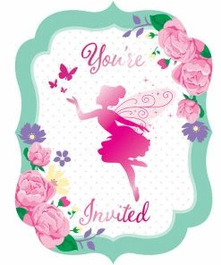 Creative Converting Floral Fairy Sparkle Postcard Invitations (48/Case) Kids Birthday Party Themes