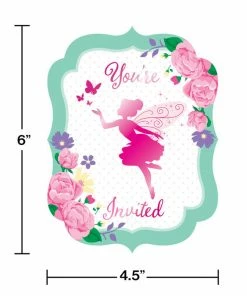 Creative Converting Floral Fairy Sparkle Postcard Invitations (48/Case) Kids Birthday Party Themes