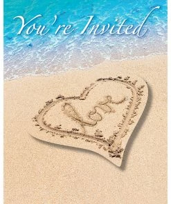 Creative Converting Beach Love Invitation, Postcard With Attachment (48/case)