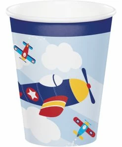 Creative Converting Lil' Flyer Airplane Hot/Cold Cups 9 Oz. (Case Pack Of 96) Kids Birthday Party Themes