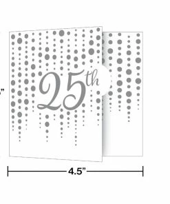 Creative Converting Sparkle And Shine 25th Silver Invitations (48/Case) Anniversary Decorations