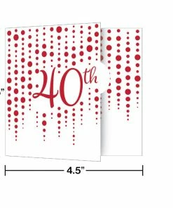 Creative Converting Anniversary Decorations Sparkle And Shine Ruby 40th Invitations (48/Case)