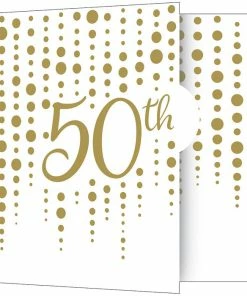 Creative Converting Anniversary Decorations Sparkle And Shine Gold 50th Invitations (48/Case)