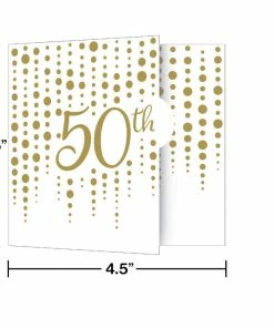Creative Converting Anniversary Decorations Sparkle And Shine Gold 50th Invitations (48/Case)