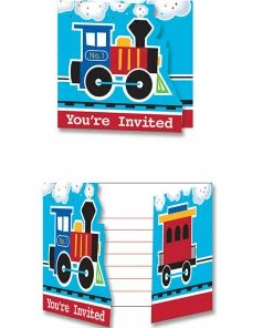 Creative Converting All Aboard Invitation Gatefold (48/case) 1st Birthday Party Themes
