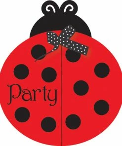 Creative Converting Kids Birthday Party Themes Ladybug Fancy Invitation, Gatefold Diecut (48/case)