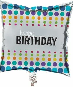Creative Converting Birthday Pop Metallic Balloon, Square (10/case) Adult Birthday Party Themes