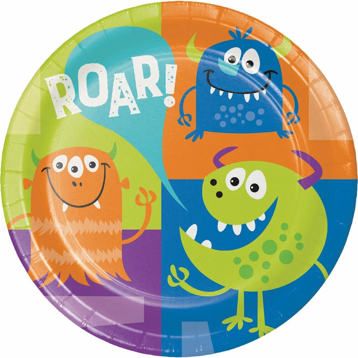 Creative Converting Kids Birthday Party Themes Fun Monsters Dinner Plate (Case Pack Of 96)