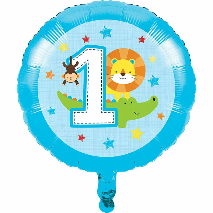 Creative Converting One Is Fun Boy Metallic Balloon 18 Inch (10/case) 1st Birthday Party Themes