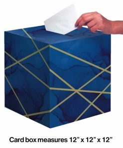 Creative Converting Navy Blue And Gold Foil Card Box 6 Ct