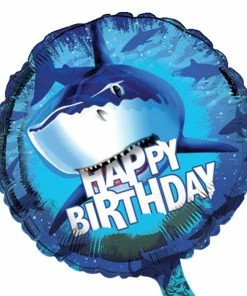 Creative Converting Kids Birthday Party Themes Shark Splash Metallic Balloon Happy Birthday (12/case)