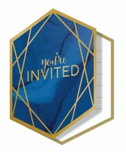 Creative Converting Navy Blue And Gold Foil Invitations 48 Ct Bridal And Wedding