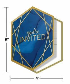 Creative Converting Navy Blue And Gold Foil Invitations 48 Ct Bridal And Wedding